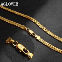 Aglover 925 sterling zilver 20 inch 18 k goud 5mm vol zijdelingse ketting voor vrouwen man mode-sieraden charme