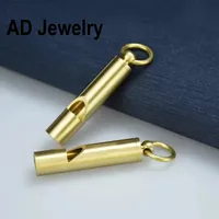 New Fashion Loud Brass Survival Whistle Keychains Training Survival Gold Copper Key Ring for Wholesale