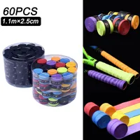 60PCS Anti-Slip Fishing Stavs Grip SweatBand Solid Color Badminton Tennis Racket Handtag Tapes