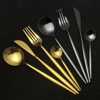 24 adet Yeni Yeşil Altın Çatal Seti Ayna DinNenrware Set Paslanmaz Çelik Sofra Takımı Yemeği Bıçak Çatal Kaşık Teaspoon Ev için