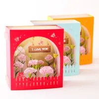 Mother&#039;s Day Greeting Card 3D Pop-Up Hollow Paper Carving Carnation Flowers Mother&#039;s Day Teacher&#039;s Day Greeting Cards