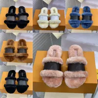 Las mujeres se bloquean zapatillas planas de lana Paseo Comfort Sandals 2021 lujos diseñadores zapatos casuales 35-42