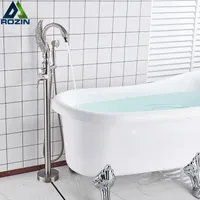 Swan Form Badewanne Wasserhahn Freistehendes Badezimmer Badewanne Mischbatterie Single Griff mit Handsägen Boden montiert Badewanne Duschhahn