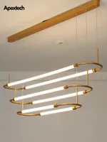 Chandeliers Modern Luxury LED Tube Chandelier 3 Layers Living Room 360Degree Dining Pendant Kitchen Ceiling Hanging Lights