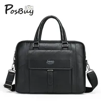 Портфели Posbuy Большой мощность портфель мужчина сумочка ноутбука для Documrnt Business Casual Travel Shoudler Bag Black Zipper Messenger Tote