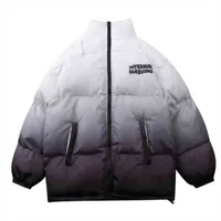 Men's large hip hop jacket, gradient street clothes, Harajuku cotton padded jacket, warm clothes, blue, winter, 2022