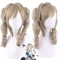 Costumes anime Costumes Cosztkhp Genshin Impact Barbara Cosplay Perruques Curly Jaune Ponails Cosplay Perruques Cosplay Bouquets Résistant à la chaleur Cheveux synthétiques