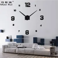 Arrivée 3D Real Big Wall Clock Horloge moderne Design Du quartz Horloges Mode Montres Mode Sticker DIY Salon Décor 211130