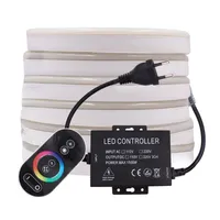 Touch Remote Control Neon Led Light Strip RGB 220V 110V 80LEDs/m 1500W Controller Waterproof Flexible Rope Lamp Decoration