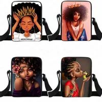 Afrikanische Afro-Mädchen Fanny-Pack-Cartoon-Geldbörsen Teenager-Crossbody-Taschen Kinder Kinder Kinder-Schulter-Messenger Bag Sport Reise-Tote CN09