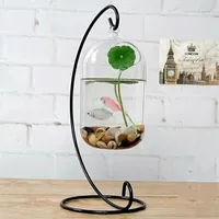 Vases 15cm Suspended Transparent Hanging Glass Fish Tank Infusion Bottle Aquarium Flower Plant Vase For Home Decoration