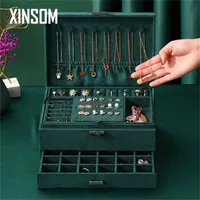 Xinsom Jewelry Box Organizer CoCket Collana ad alta capacità Orecchini Anelli Bracciali Confezione Packaging Display Regalo di Natale 210914