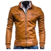 男性レザージャケット純正服オートバイスリムスタンドカラー秋厚い冬の暖かいコート