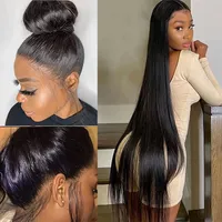 360 кружева передние парики человеческие волосы Precucked, HD прозрачный 180% плотность прямые девственные волосы для чернокожих женщин, могут сделать высокий хвост и булочку