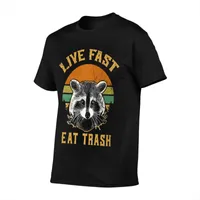 남성용 티셔츠 레트로 라이브 빠른 먹는 쓰레기 너구리 순수한 칸쿤 남자 티셔츠 대형 티셔츠 대형 티셔츠