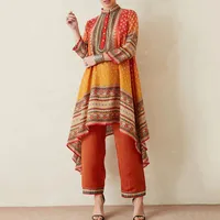 Vêtements ethniques habillement des femmes africaines musulmanes européennes Bohemia Abaya Dubai Robe Print Gradient Abu Dhabi Inde Pakistan Midi