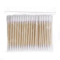 Cotton Swabs Wholesale- 100pcs Women Beauty Makeup Double Head Buds Make Up Wood Sticks Nose Ears Cleaning Cosmetics Health Care