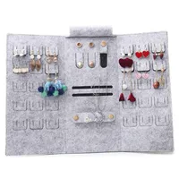 Jewelry Pouches, Bags Portable Roll-up Felt Roll Storage Bag Folding Travel Earrings Necklaces Bracelets Rings Container Packing Tools