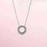 Original 925 Sterling Silver Pandora Círculo Collar Regalo de Halloween DIY Jewelry Design Lady Charm Asequible Fashi