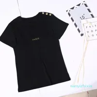 Бронзированная печатная буква Женская футболка с коротким рукавом Женщины футболка по размеру Футболка девушка женская летняя мода одежда новая1