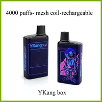 E Cigarette Vape Ykang Box 4000 Puffs 10 colores Batería recargable con 10 ml E CIG POD y Malla Bobina