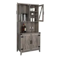 US stock High Cabinet With Eight-Character Four Doors In The Middle Wine Glass Holder Inner Compartment 3 Stops Adjustable Density Board Triamine Sideboard a23
