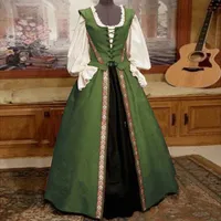 Günlük Elbiseler Orta Çağ Vintage Elbise Kadınlar Gotik Retro Çiçek Baskı Bayanlar Parti Akşam Örgün Giyim Bandaj Uzun