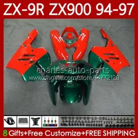 Zestaw do nadwozi do Kawasaki Ninja ZX-9R ZX900 ZX 9R 9 R 900 CC 1994-1997 Bodys 100NO.21 ZX9 R 900CC ZX-900 ZX9R 94 95 96 97 ZX900C 1994 1995 1996 1997 OEM Green Green Red Pearl