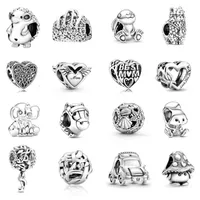Cute Charms Original 925 Sterling Silver Mushroom Hippo Elephant Beads Animal Fit for Pandora Bracelet Diy