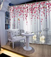 Curtain & Drapes 3D Romantic Background Roman Column Space Flowers Bathroom Shower Window String