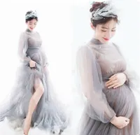 Sexy Longue maternité Photographie de maternité Props Robes Tulle Perspective Robe de grossesse Mesh Maxi robe pour femmes enceintes Tir photo
