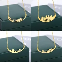 Pendant Necklaces Stainless Steel Gold Horizontal Necklace For Women Vintage Hollow Snowflake Birds Hiking Climber Choker Jewelry