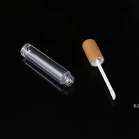 NEW5ML Vintage Bamboe Lip Gloss Verpakking Fles Hervulbare Lippen Balsem Buis Lege Cosmetische Container Verpakking Lipbrush DIY TUBES EWF7504