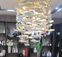 Avizeler Özelleştirilebilir PuCher Basit Moda Yaratıcı Beyaz Seramik Balık Lambası Yemek Odası Aydınlatma Dekorasyon Kolye Lambaları