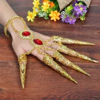 Belly Dance Clothing Accessories Bracelet Finger Nails With Artificial Red Jewelry And Adjustable Wrist Part For Dancer1