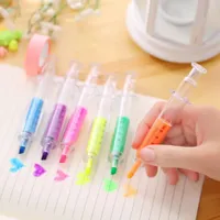 Bonito novidade enfermeira agulha syringe em forma de marcador marcador de marcador de caneta material de escola artigos de papelaria 6 cores wll265