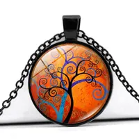 Pendant Necklaces Tree Of Life Cabochon Glass Statement Necklace Fashion Sweater Chain Charm Steampunk Jewelry Accessories Creative Gifts