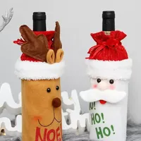 Noel Süslemeleri Şarap Şişesi Çanta Kol Kapak Desen Dekorasyon BS25