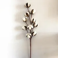 Dekoratif Çiçekler Çelenkler Flone Kurutulmuş Çiçek Pamuk Şubesi Uzun Simülasyon Ağacı 10 Kafa Ev Düğün Dekor Yapay