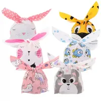 Presentförpackning 10st Cute Ear Party Supplies Storage Pocket Biscuit Package Easter Bag Cookie Väskor i lager Xu