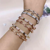 Luxury Brand Rivet Bangles & Bracelets For Women Jewelry Punk Zirconia Double Layer Bangles Gold Female Gift Zk30 220122