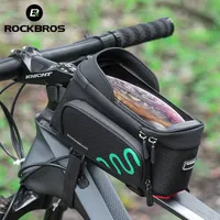 Rockbros 자전거 프레임 가방 사이클링 터치 스크린 가방 탑 전면 튜브 MTB 도로 자전거 전화 케이스 홀더 액세서리