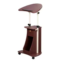 US Stock Commercial Furniture Techni Mobili Sit-to-Stand Rolling Adjustable Laptop Cart With Storage, Chocolate a26