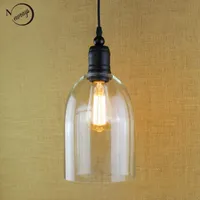 Pendant Lamps Modern Clear Bell Glass Lights Hanging Wine Bottle With Edison Bulb For Kitchen Dining Room Light Fixtures