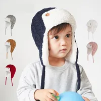Mützen Hüte 0-5Years Herbst Winter Baby Gestrickte Hut Feste Farbe Jungen Mädchen Kinderwolle Samt Verdickte Wärme