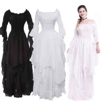 Vintage Wiktoriańska Średniowieczna Dress Renaissance Czarna Gothic Dress Kobiety Cosplay Halloween Kostium Prom Princess Gown Plus Rozmiar 5xl G1215