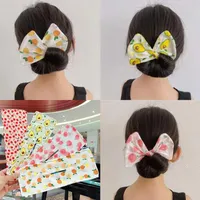 Fashion Fruit Print Deft Bun Hairbands Bow Knotted Wire Headbands Wide Braider Hair Bands Bun Maker Easy Hair accessories