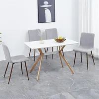 US Materiały jadalni krzesło meblowe 4-częściowy zestaw krzesełko kuchenne specjalne sypialnia średniowieczny nowoczesny z poduszką tkaniny brown284l