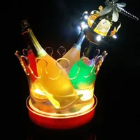Neue Krone LED Wiederaufladbare Eis Eimer Acryl Transparent Wachsender Weinhalter Wasserdichte Bar Eis cooler Champagner Wein Bier Eis Eimer