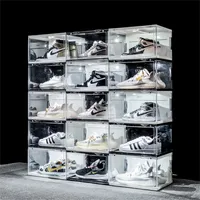 Nowe sterowanie dźwiękiem LED Light Clear Shoes Box Sneakers Storage Anti-utlenianie Organizator Kolekcja obuwia Kolekcja Wall Display 2844 Q2